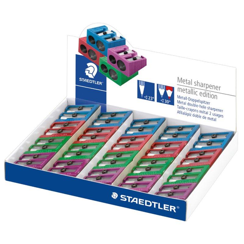 STAEDTLER taille-crayon double métallique, 4 couleurs métallisées, 20 pièces