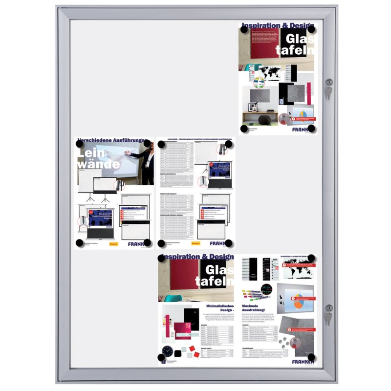 FRANKEN vitrine de sécurité SECURITY, 12×A4, ignifugé, cadre aluminium argent
