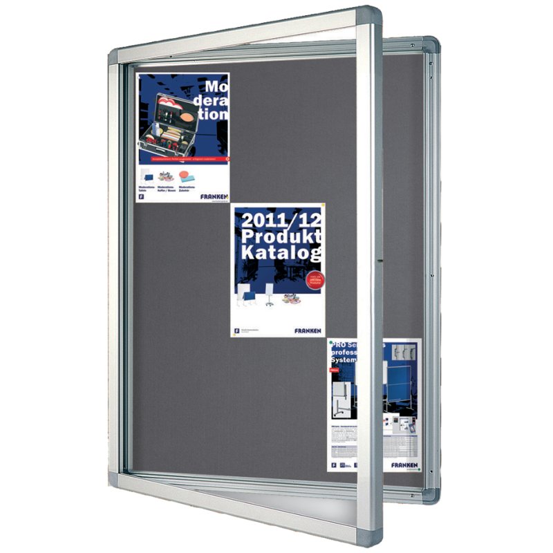 FRANKEN Vitrine ECO, 15×DIN A4, panneau feutre, gris