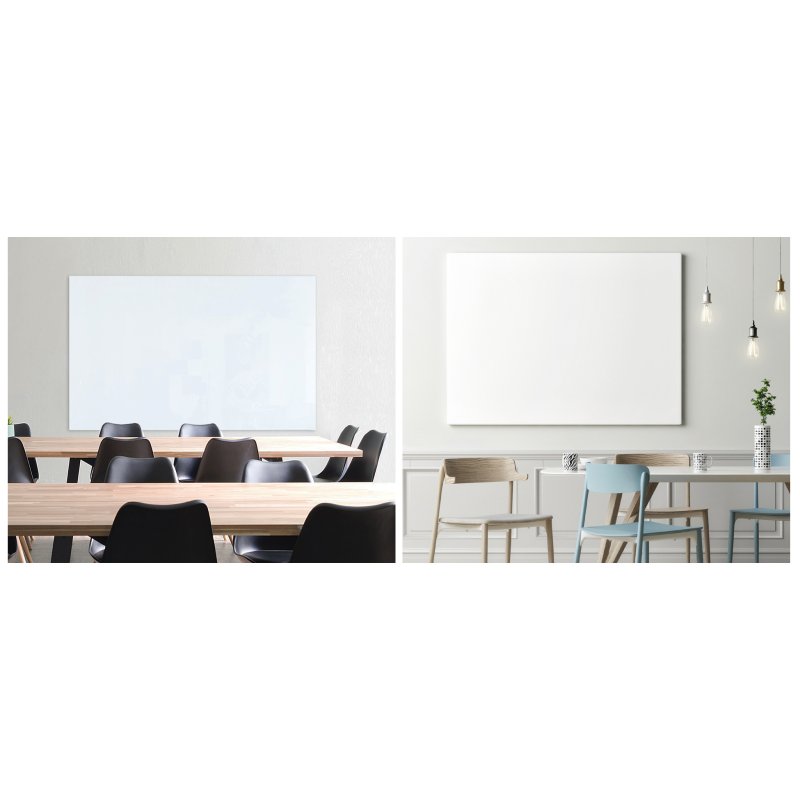 FRANKEN Tableau blanc design en verre, 1200 × 1200 mm, blanc pur, magnétique