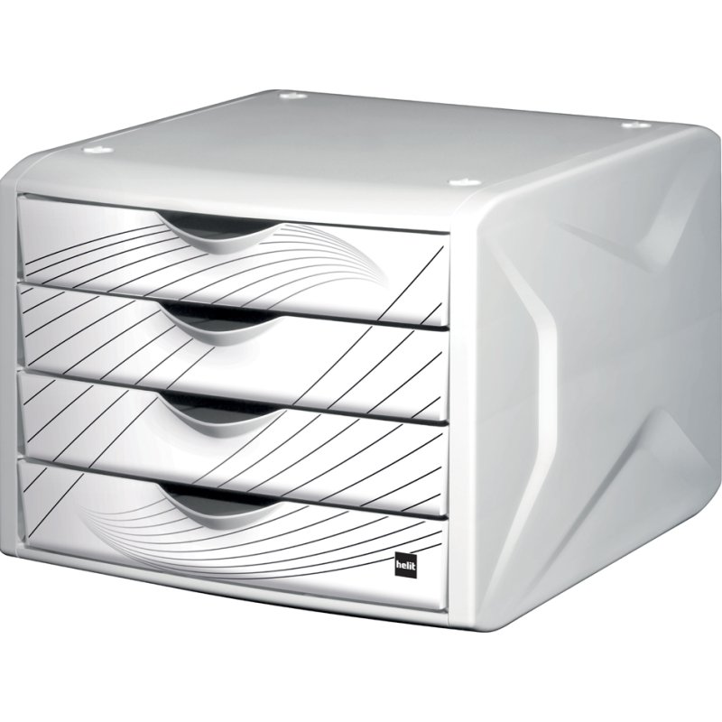 helit ladenkast the chameleon, décor springtime, blanc, 4 tiroirs