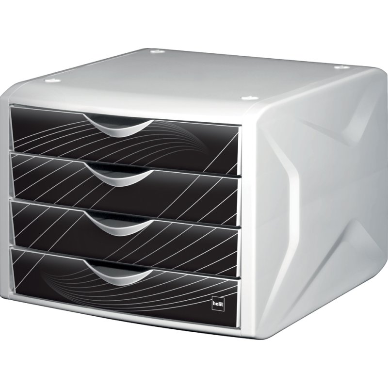 helit ladenkast the chameleon, décor springtime, blanc, 4 tiroirs