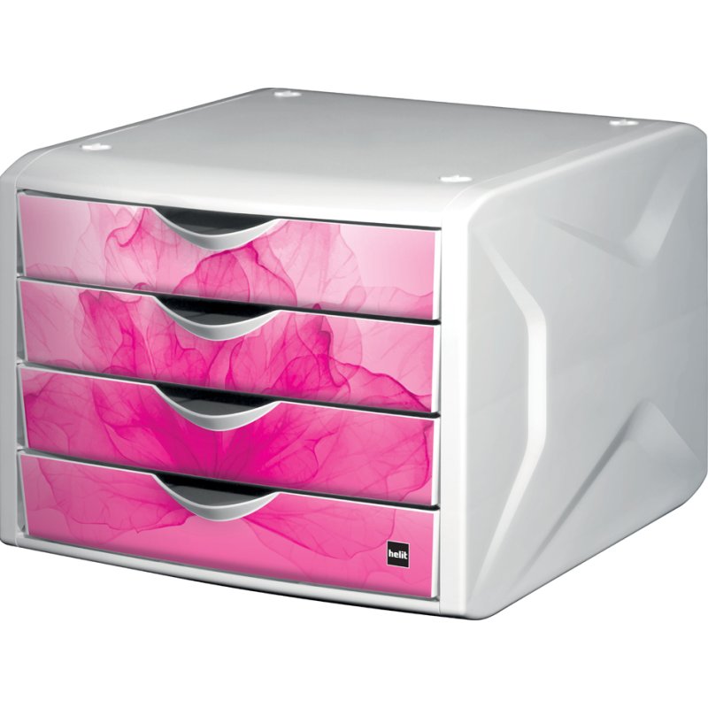 helit ladenkast the chameleon, décor springtime, blanc, 4 tiroirs