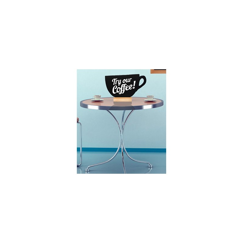 Securit chevalet de table SILHOUETTE Tasse, surface ardoise, 250×220 mm, incl. marqueur craie