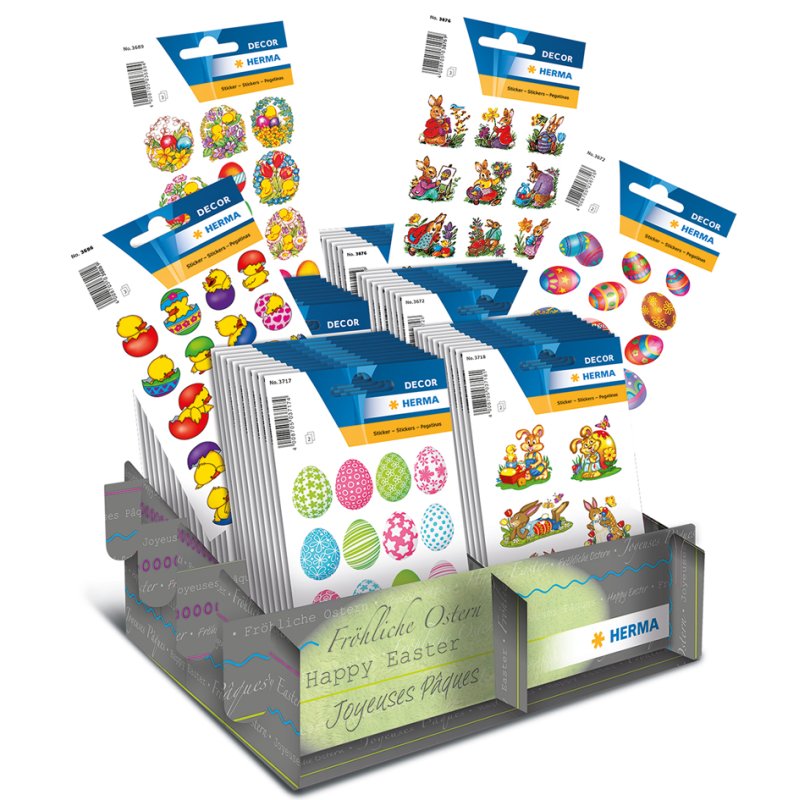 HERMA Paassetikkers Classic, displayverpakking, 6 motieven, 60 pakjes