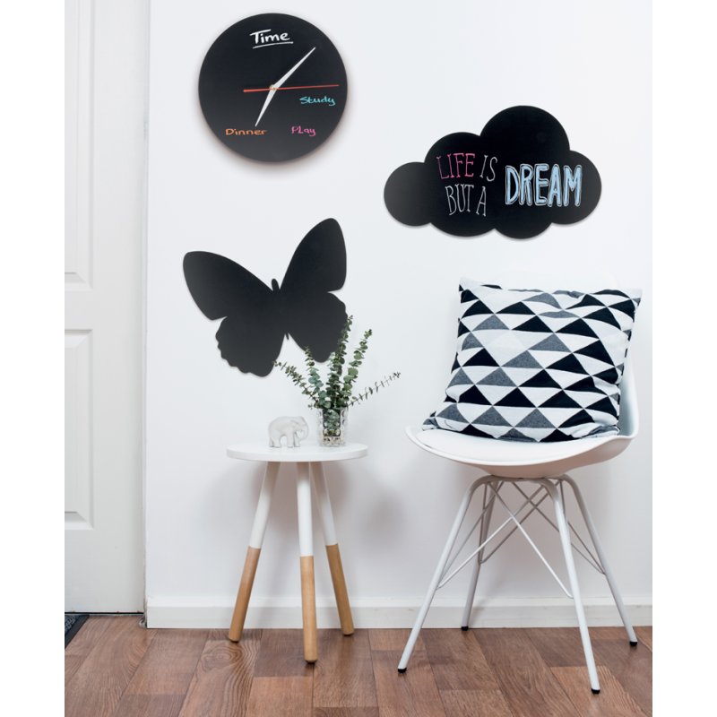 Securit tableau noir silhouette papillon, mélamine, 360×300 mm, marqueur craie inclus