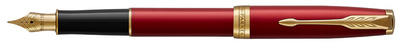 PARKER Sonnet vulpen, rood gelakt, gouden details, punt M