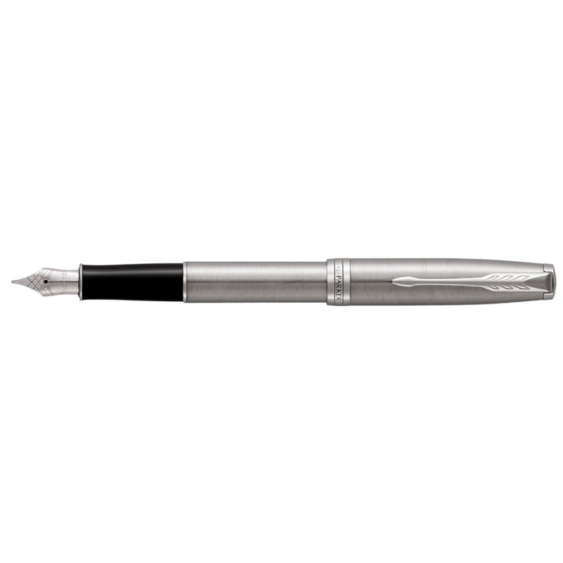 PARKER stylo plume SONNET acier inoxydable P.T., pointe moyenne, encre noire