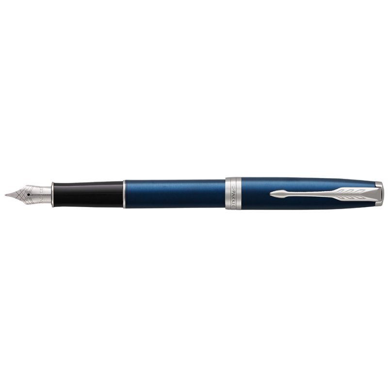 PARKER stylo plume SONNET acier inoxydable P.T., pointe moyenne, encre noire