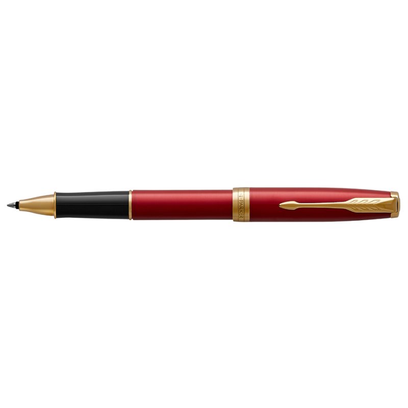 PARKER stylo roller SONNET, noir mat, détails dorés, F