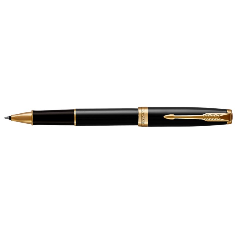 PARKER stylo roller SONNET, noir mat, détails dorés, F