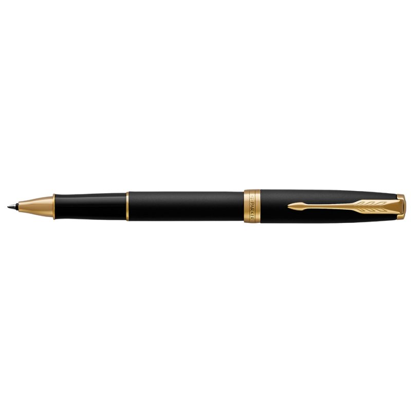 PARKER stylo roller SONNET, noir mat, détails dorés, F