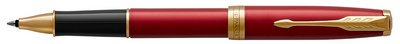 PARKER rollerbal Sonnet Red Lacquer, diep rood gelakt, gouden details, zwarte inkt
