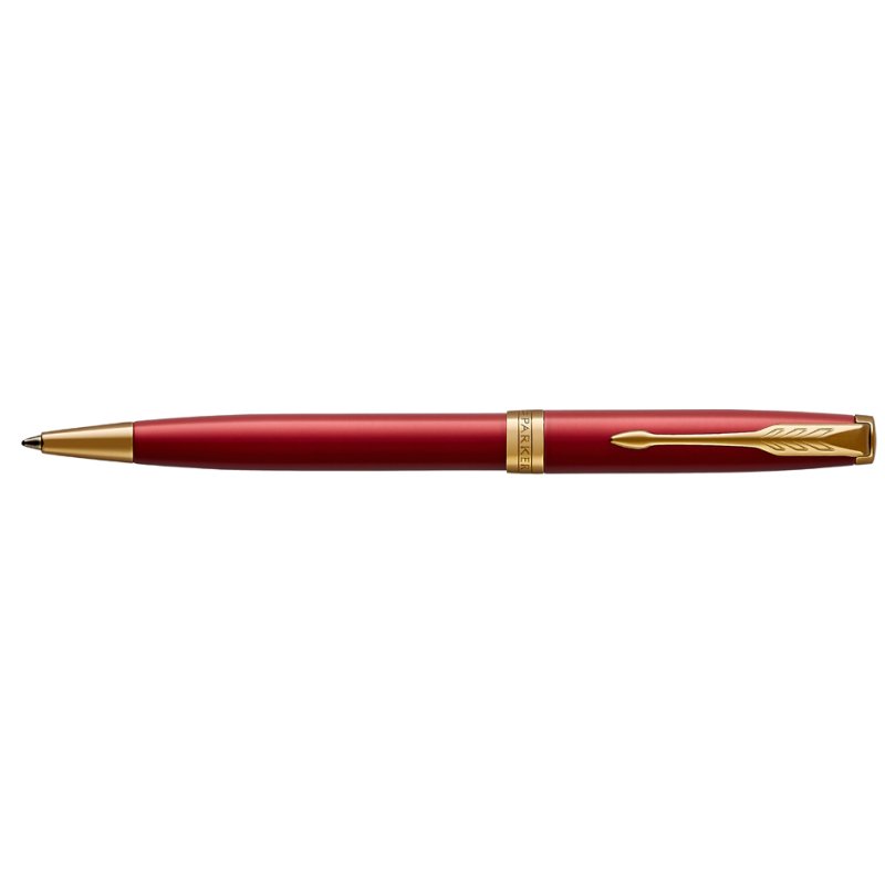PARKER SONNET ballpoint pen, black high-gloss, gold details, M