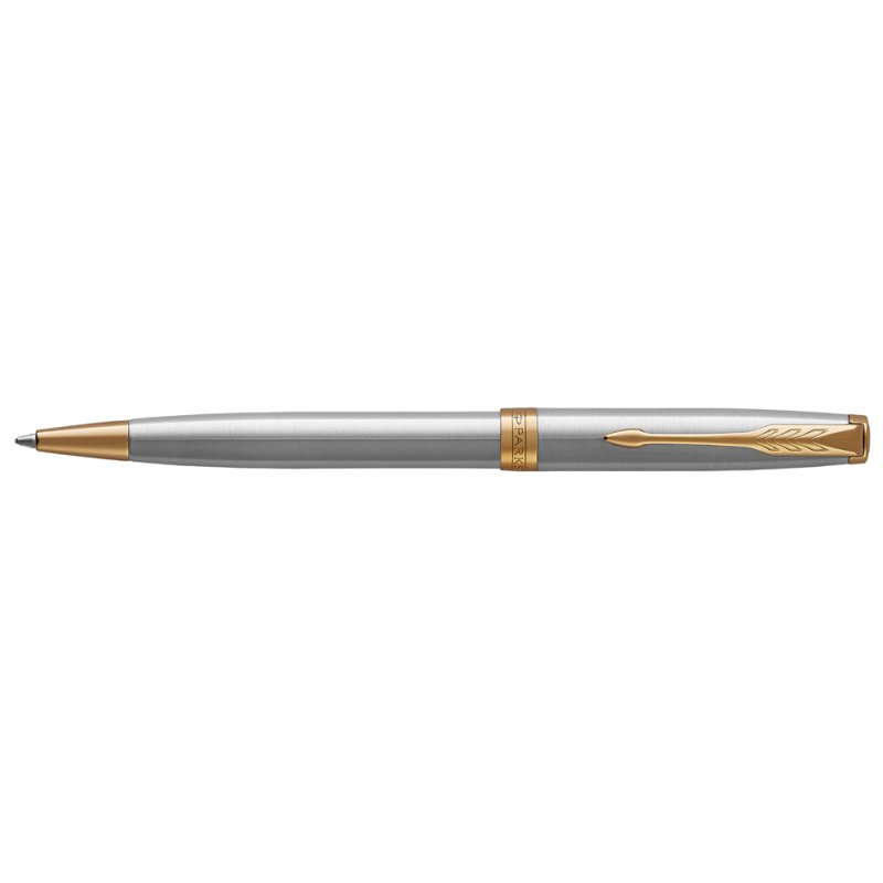 PARKER SONNET ballpoint pen, black high-gloss, gold details, M