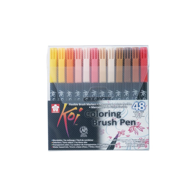 SAKURA penseelstiften Koi Coloring Brush, pointe nylon flexible, 48 pièces