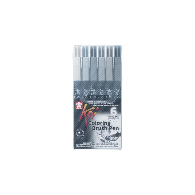 SAKURA Koi Coloring Brush brush pen, grey tones, 6 pieces