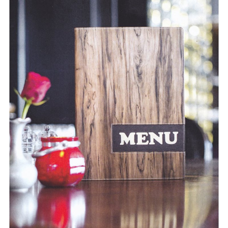 Securit menumap Design Wood, A4, marron, design bois