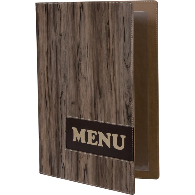 Securit menumap Design Wood, A4, marron, design bois