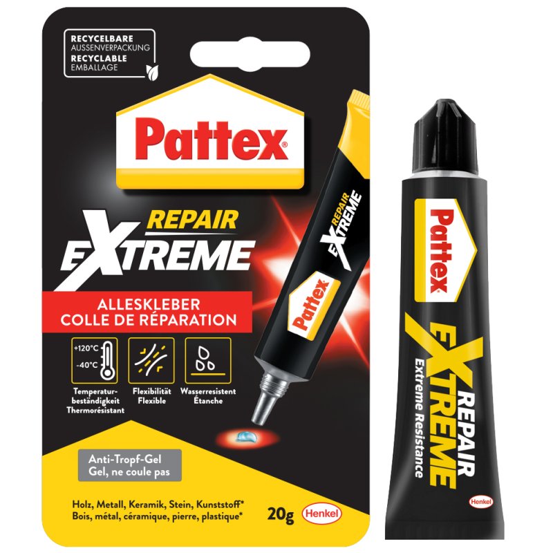 Pattex colle universelle Repair Extreme, élastique, transparente, tube 8 g