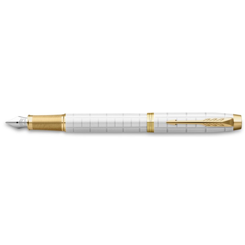 PARKER stylo plume IM Premium gris-bleu, détails chromés, pointe F