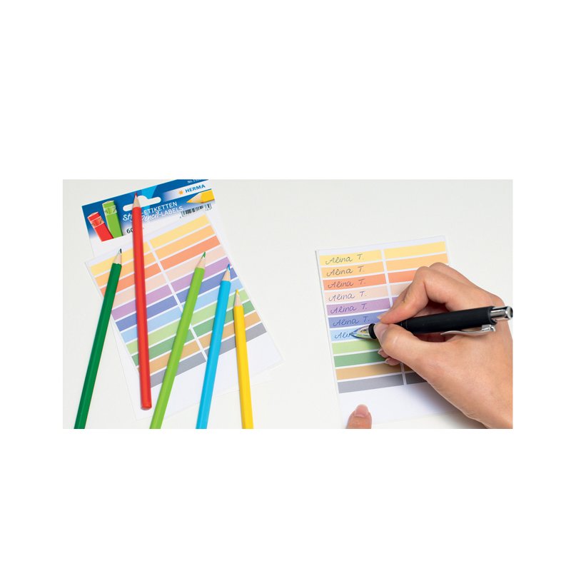 HERMA étiquettes pour crayons, colorées, 46×10 mm, 60 pièces