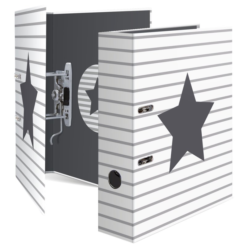 HERMA classeur Stars A4, gris avec étoiles blanches, 70 mm