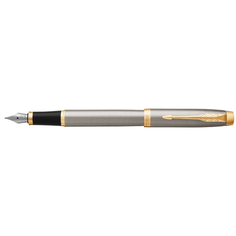 PARKER IM stylo plume, métal brossé, détails couleur or, pointe F
