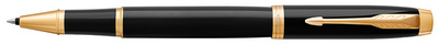 PARKER rollerball IM geborsteld metaal goudkleurig, zwarte inkt, F-punt