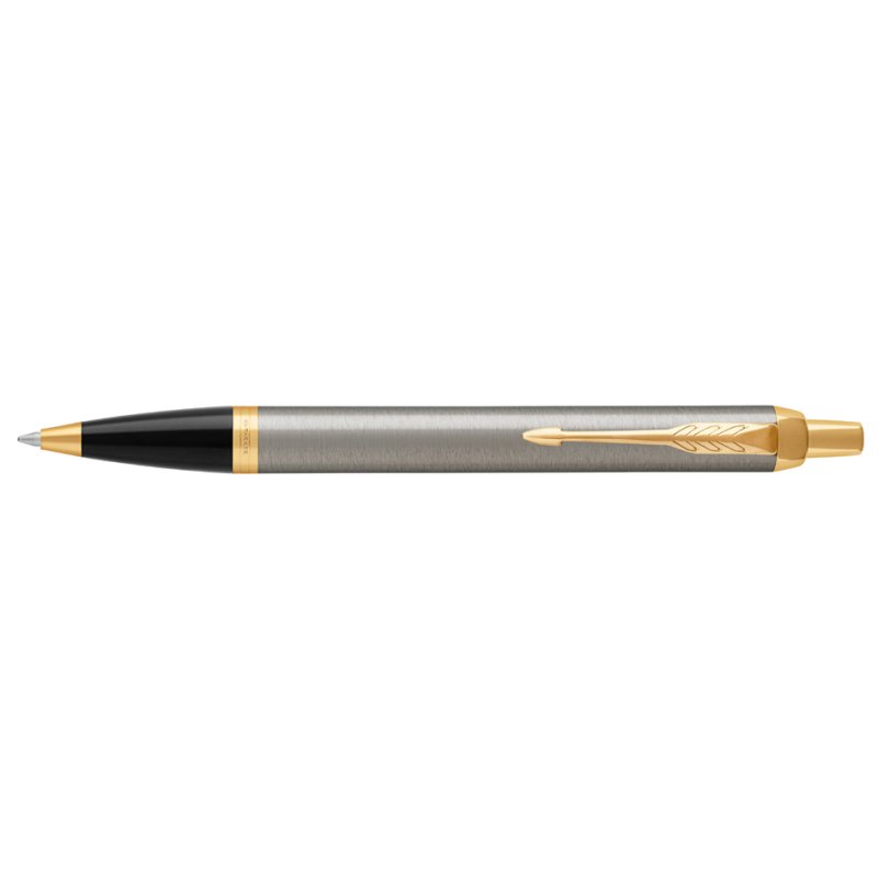 PARKER IM stylo à bille rétractable, métal brossé, encre bleue, pointe M