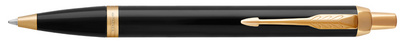 PARKER IM drukbalpen, zwart hoogglans, gouden details, blauwe inkt