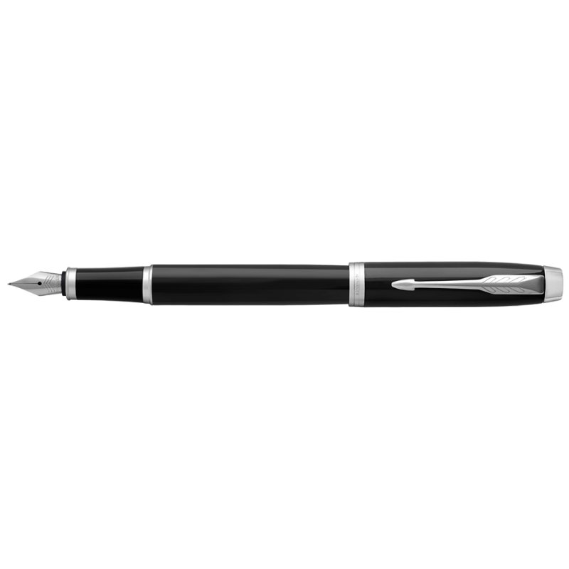 PARKER stylo plume IM, noir brillant, détails chromés, pointe F