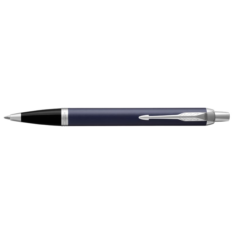 PARKER IM stylo à bille rétractable, bleu mat, détails chromés, moyen