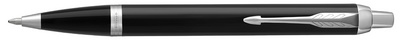 PARKER IM drukknop balpen, zwart gelakt, chroom, blauw