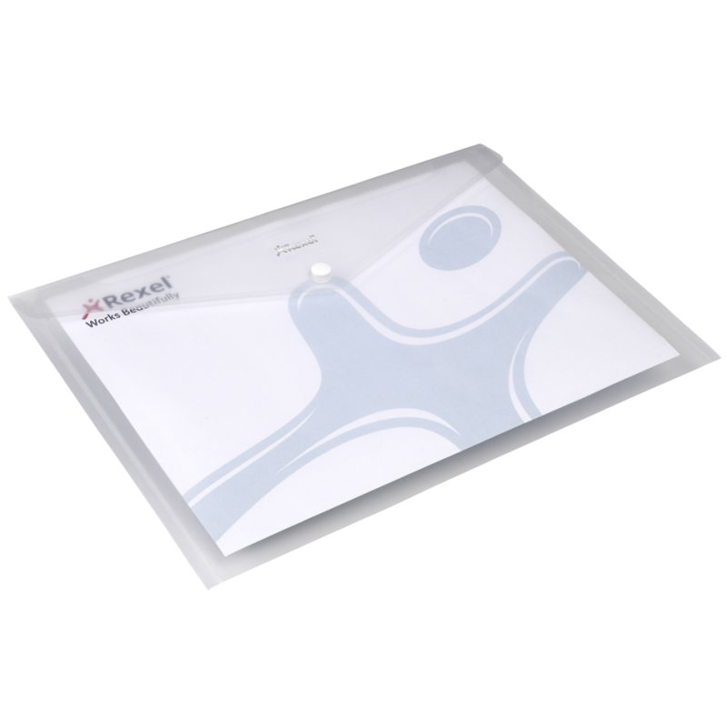Rexel chemise de document A5, transparent, fermeture par bouton-pression, 5 pièces