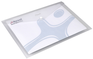 Rexel documentenmap A4, transparant, drukknopsluiting, 5 stuks