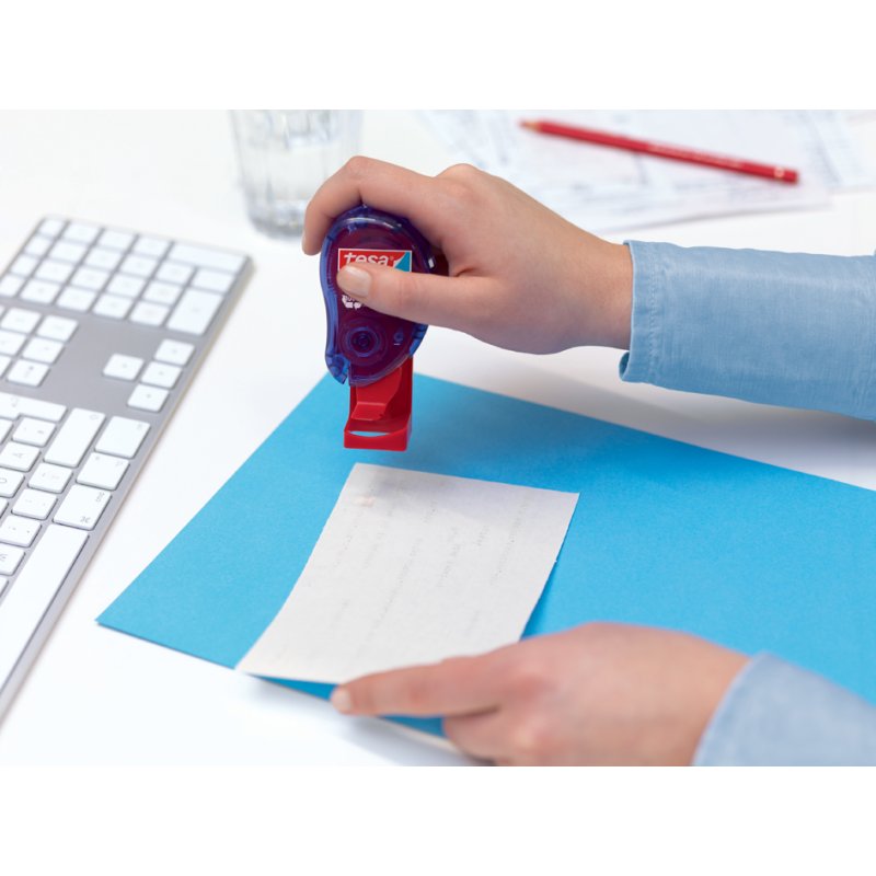 tesa EcoLogo tampon adhésif, 1100 pastilles adhésives double-face, bleu translucide