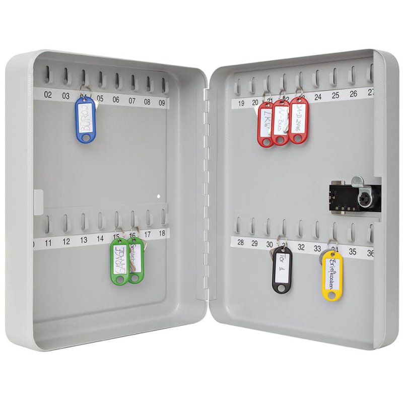 WEDO armoire à clés avec serrure à combinaison mécanique, gris clair, pour 36 clés
