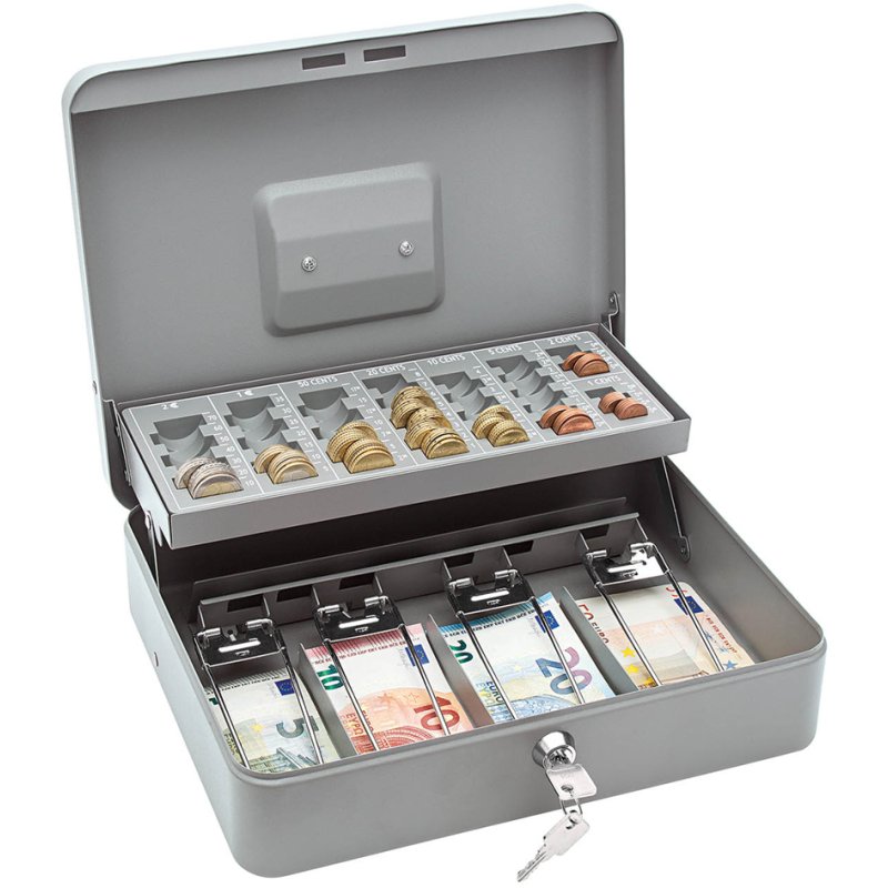 WEDO caisse à billets Standard PLUS, gris, 300×240×90 mm