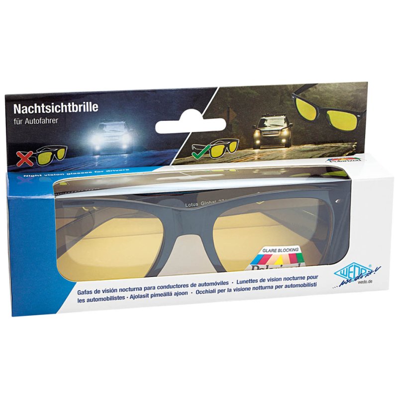 WEDO night driving glasses, polarised, yellow lenses, including case
