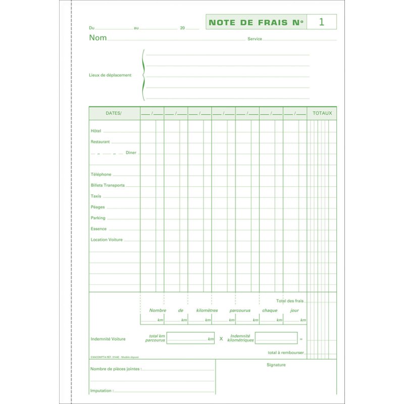 EXACOMPTA carnet de frais formulaire de dépenses, 297×210 mm