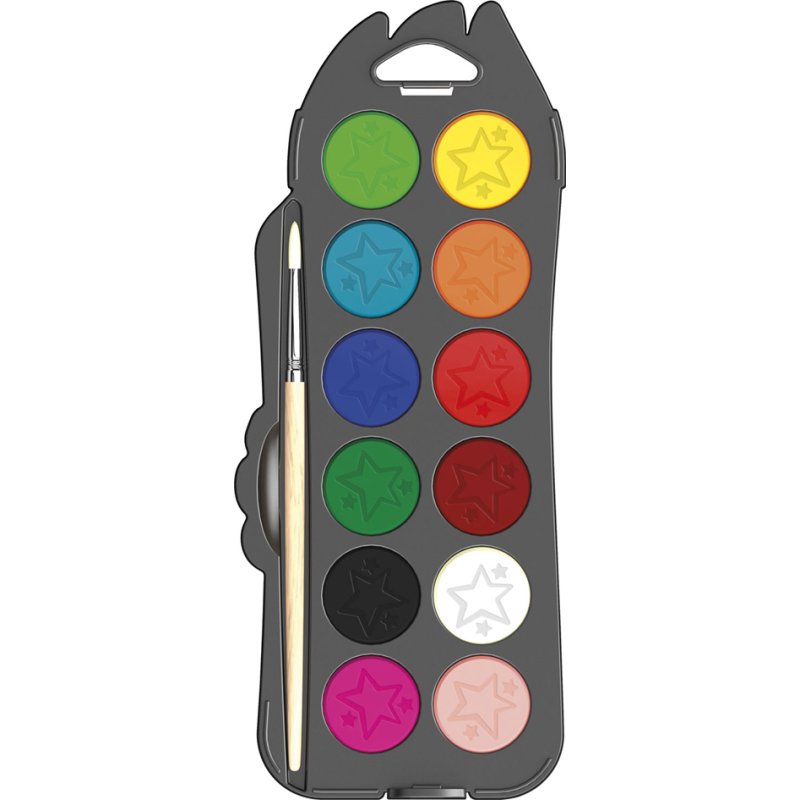 Maped boîte de couleurs avec palette, 12 couleurs, design super-héros, pinceau inclus