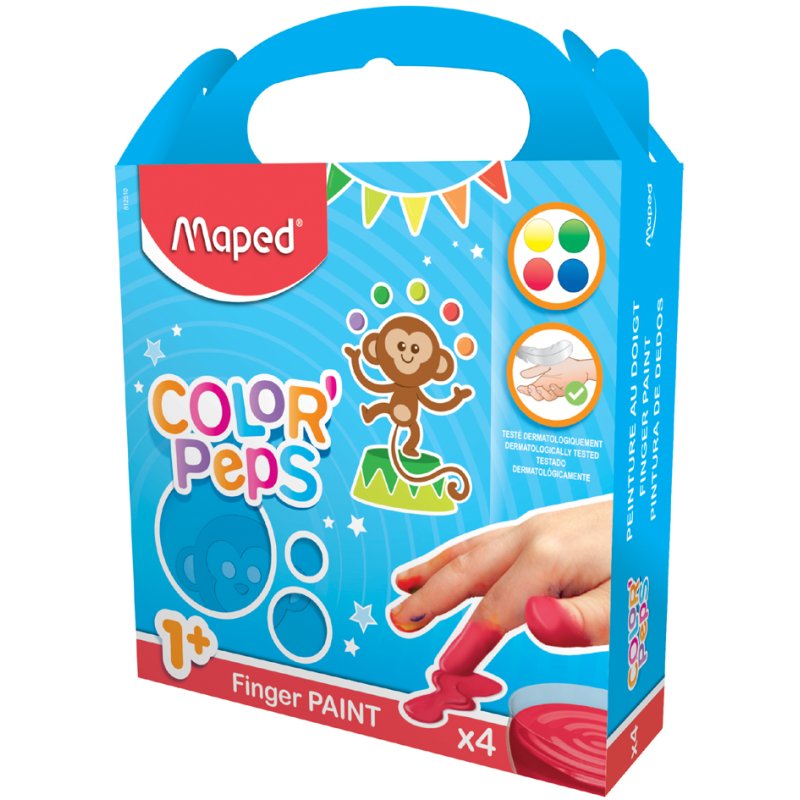 Maped COLOR'PEPS finger paints, 4 colours, 80 g per pot, from 1 year