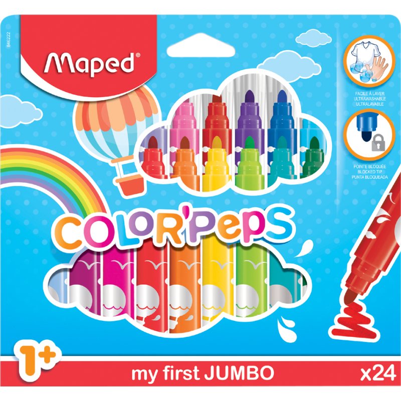 Maped COLOR'PEPS JUMBO colouring pens, 5 mm tip, washable, 12 pieces