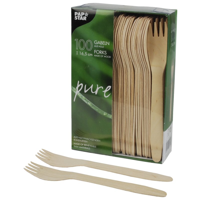 PAPSTAR fourchettes en bois 165 mm, bouleau, 25 pièces