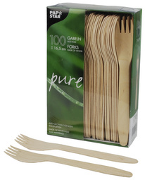 PAPSTAR houten vorken pure, 165 mm, biologisch afbreekbaar, 100 stuks