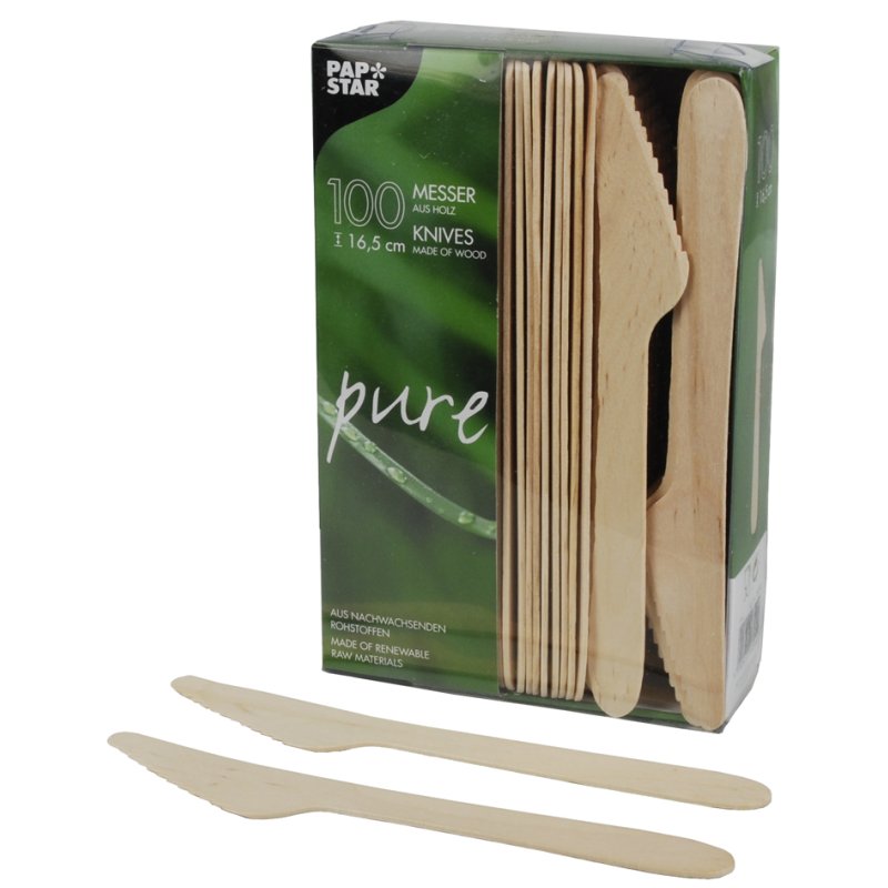 PAPSTAR wooden knives, natural, birchwood