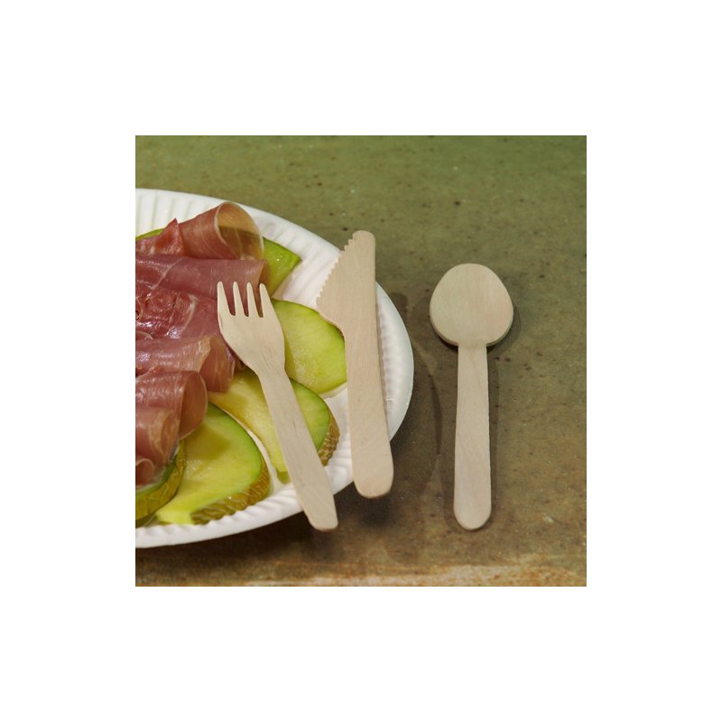 PAPSTAR cuillères en bois bouleau, 157 mm, biodégradable, 25 pièces