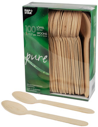 PAPSTAR houten lepels pure, 157 mm, biologisch afbreekbaar, 100 stuks