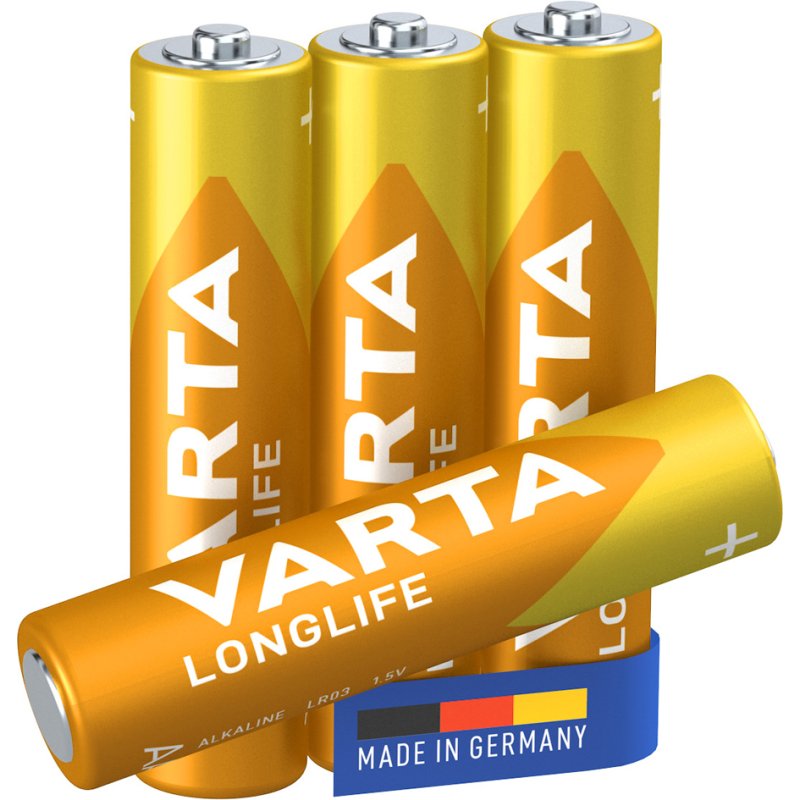VARTA Alkaline batterijen AAA longlife micro, 1,5V, 4 stuks